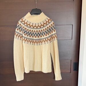 J. Crew Cream Fair Isle Turtleneck Sweater